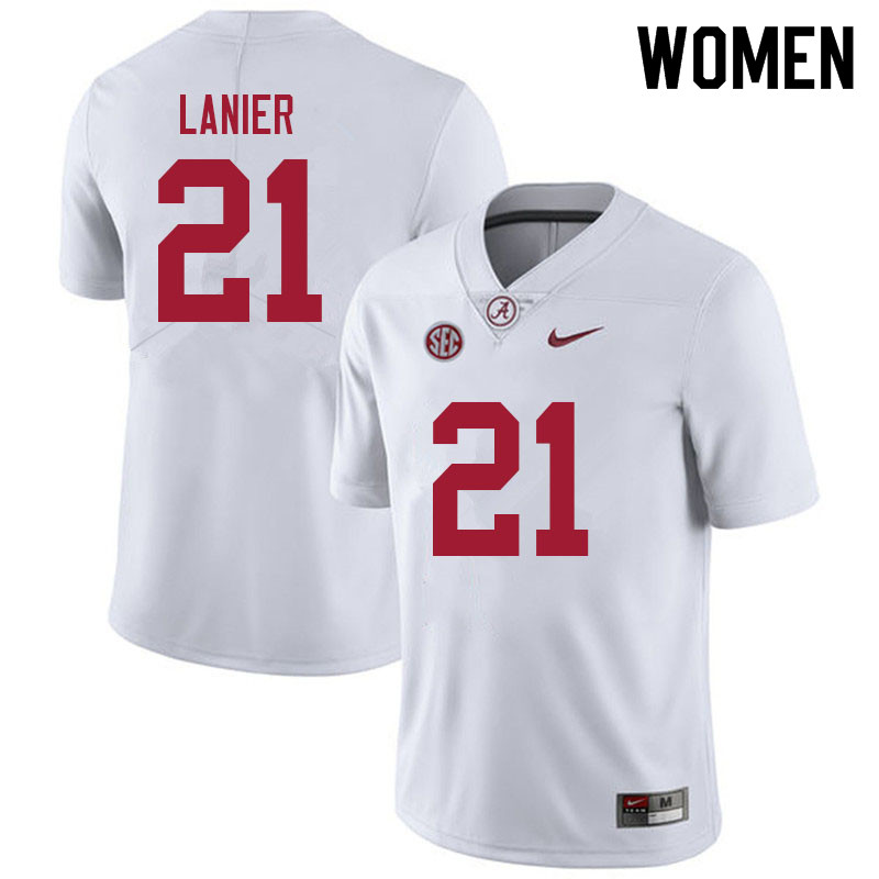 Women #21 Brylan Lanier Alabama Crimson Tide College Football Jerseys Sale-White
